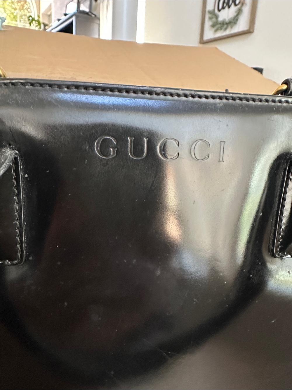 Gucci Black Patent Leather Structured Tote with Gold Hardware - Picture 5 of 10